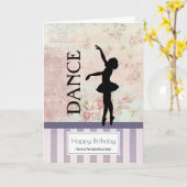 Dance - Ballerina Silhouette Vintage Birthday Kaart (Gele Bloem)