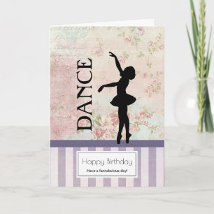 Dance - Ballerina Silhouette Vintage Birthday Kaart