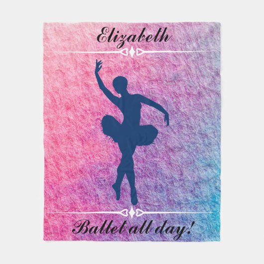 Dance Ballet Aangepaste Ballerina over de hele dag Fleece Deken (Voorkant)