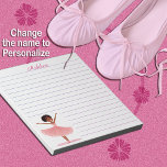 Dance Ballet Ballerina Bruine Huid Notitieblok<br><div class="desc">Ons Dance Ballerina-ontwerp heeft een schattige bruin gekleurde ballerina. Personaliseer door de naam aan de bovenkant van het pad te wijzigen in de naam van uw ballerina of andere tekst. Kleurenschema is roze ballerina jurk, roze naam, paarse lijnen. Maakt een geweldig cadeau voor het kleine meisje dat van ballet houdt....</div>