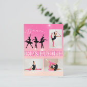 Dance Ballet Pink Gradient 3 Foto gepersonaliseerd Briefkaart (Staand voorkant)