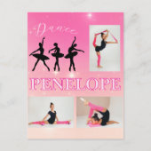 Dance Ballet Pink Gradient 3 Foto gepersonaliseerd Briefkaart (Voorkant)