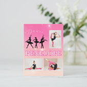 Dance Ballet Pink Gradient 3 Foto gepersonaliseerd Feestdagenkaart (Staand voorkant)