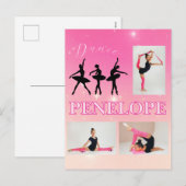 Dance Ballet Pink Gradient 3 Foto gepersonaliseerd Feestdagenkaart (Voorkant / Achterkant)