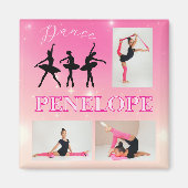 Dance Ballet Pink Gradient 3 Foto gepersonaliseerd Magneet (Voorkant)