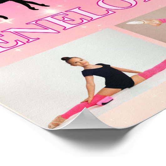 Dance Ballet Pink Gradient 3 Foto gepersonaliseerd Poster (Hoek)