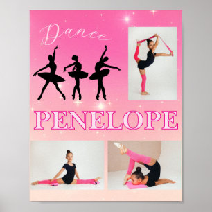 Dance Ballet Pink Gradient 3 Foto gepersonaliseerd Poster