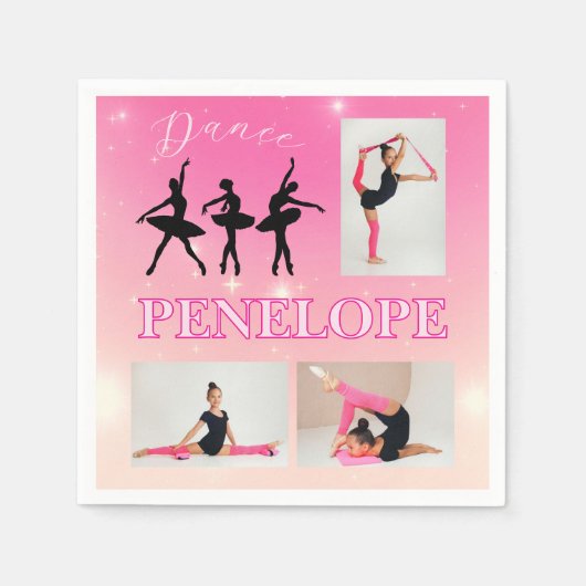 Dance Ballet Pink Gradient 3 Foto gepersonaliseerd Servet (Voorkant)