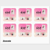 Dance Ballet Pink Gradient 3 Foto gepersonaliseerd Vierkante Sticker (Vel)