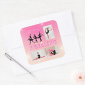 Dance Ballet Pink Gradient 3 Foto gepersonaliseerd Vierkante Sticker (Envelop)