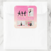 Dance Ballet Pink Gradient 3 Foto gepersonaliseerd Vierkante Sticker (Tas)