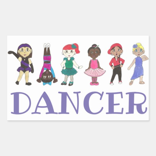 DANCE Ballet Tap Jazz Acro Hip Hop Lyrical Dancers Rechthoekige Sticker (Voorkant)