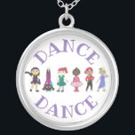 DANCE Ballet Tap Jazz Lyrical Acrobat Dancer Zilver Vergulden Ketting<br><div class="desc">Oorspronkelijk met de hand geïllustreerd markeerteken en pen-en-inkt "dans class"-ontwerp voorzien van een rij schattige cartoon dansers. De getoonde stijlen van de Dans omvatten jazz, acro, kraan, ballet, hiphop, en lyrisch. Ideaal voor je favoriete danser, studio, leraar of dansteam, of als een leuk cadeautje voor de overweging. Zie je niet...</div>