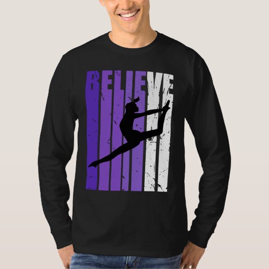 Dance Believe Silhouette Colorful Purple Leaping T-shirt (Voorkant)