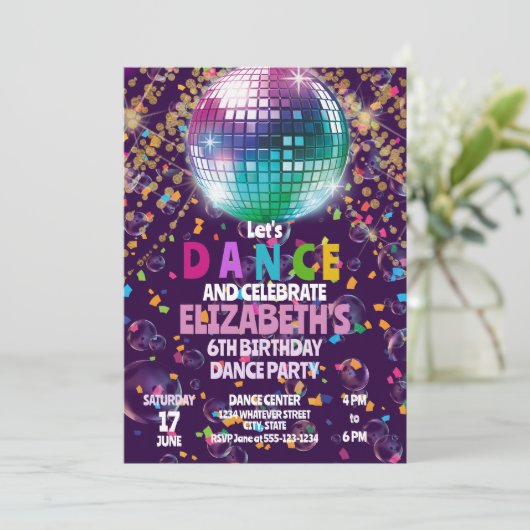 Dance Birthday Party Kinder Custom Kaart (Staand voorkant)