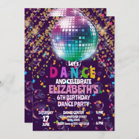 Dance Birthday Party Kinder Custom Kaart (Voorkant / Achterkant)