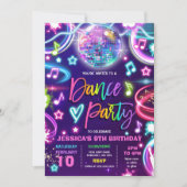 Dance Birthday Party Neon Glow Dance Disco Kaart (Voorkant)