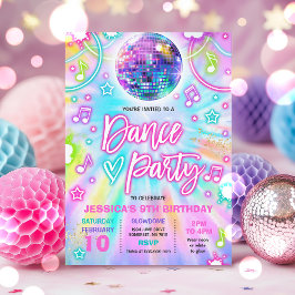Dance Birthday Party Tie Dye Glow Dance Disco Kaart