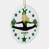 Dance Blonde Cheerleader Green Stars and White Keramisch Ornament (Rechts)