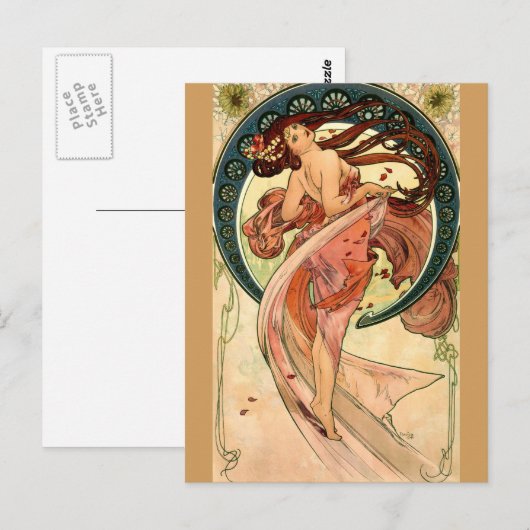 Dance by Alfons Mucha - Art Nouveau Briefkaart (Voorkant / Achterkant)