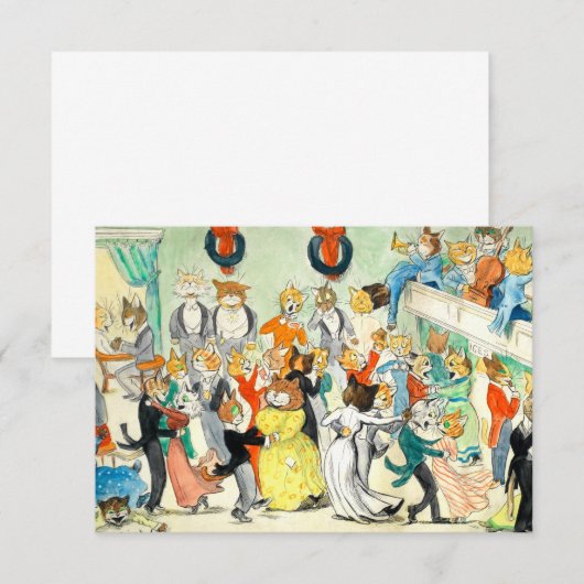 Dance by Louis Wain Bedankkaart (Voorkant / Achterkant)