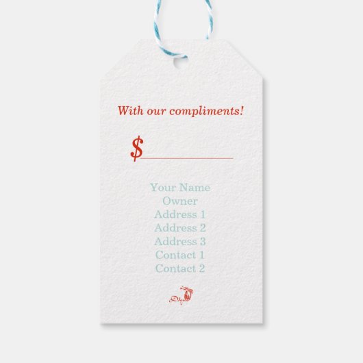 DANCE - Cadeauprijs, Label koopwaar Cadeaulabel (Achterkant)