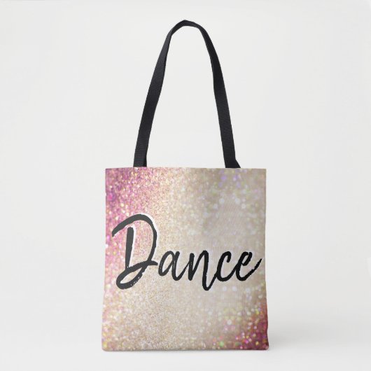 Dance Canvas tas | Faux Gold en roze glitter (Voorkant)