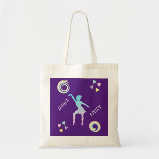 Dance canvas tas met hart en zeugen. (Voorkant)