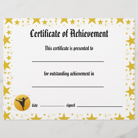Dance Certificate of Achievement - Stars Arabesque Flyer (Voorkant)