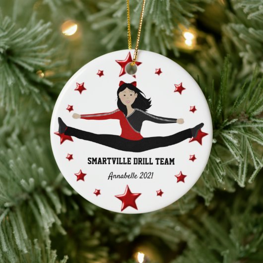 Dance Cheer Asian Athlete Red en Black Ornament (Boom)