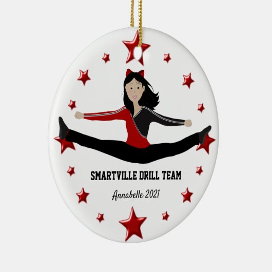 Dance Cheer Asian Athlete Red en Black Ornament (Rechts)