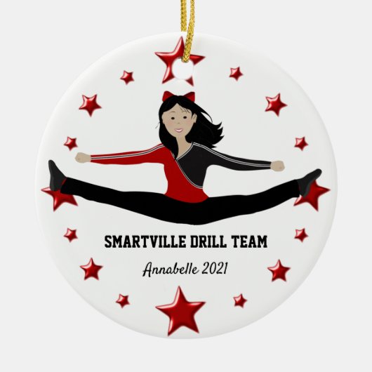Dance Cheer Asian Athlete Red en Black Ornament (Voorkant)