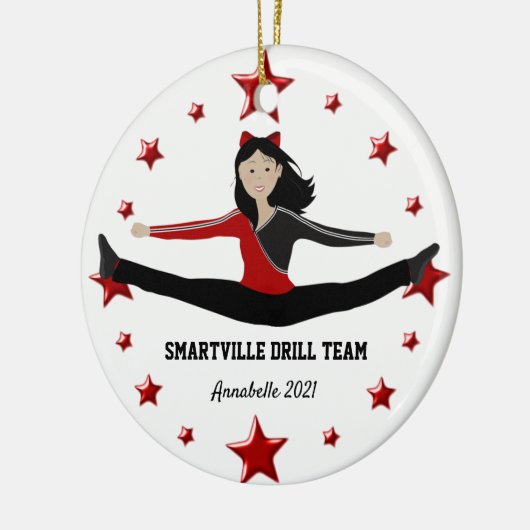 Dance Cheer Asian Athlete Red en Black Ornament (Links)