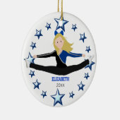 Dance Cheer Blonde Blue and Black Keramisch Ornament (Rechts)