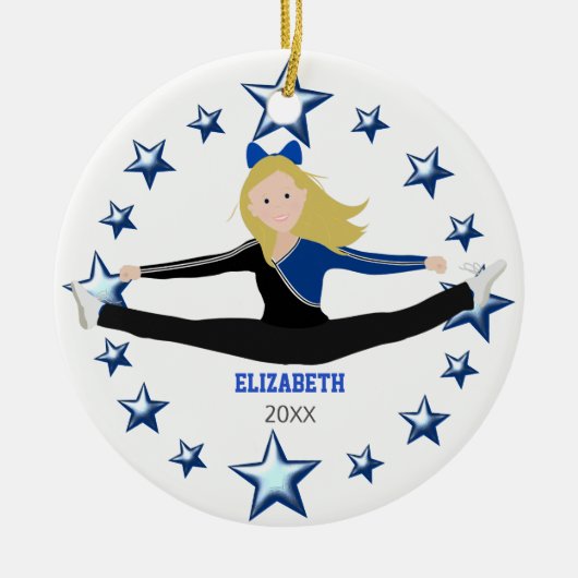 Dance Cheer Blonde Blue and Black Keramisch Ornament (Voorkant)