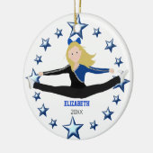 Dance Cheer Blonde Blue and Black Keramisch Ornament (Links)