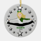 Dance Cheer Blonde Green and White Keramisch Ornament (Voorkant)