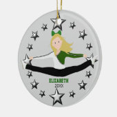 Dance Cheer Blonde Green and White Keramisch Ornament (Links)