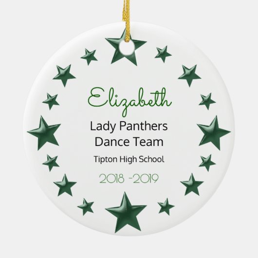 Dance Cheer Blonde Green and White Keramisch Ornament (Achterkant)