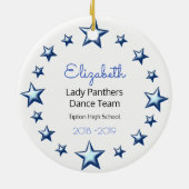 Dance Cheer Brunette Blue en Black Keramisch Ornament (Achterkant)