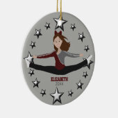 Dance Cheer Brunette Maroon en Grey Keramisch Ornament (Rechts)