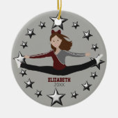 Dance Cheer Brunette Maroon en Grey Keramisch Ornament (Voorkant)