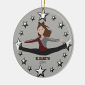 Dance Cheer Brunette Maroon en Grey Keramisch Ornament (Links)