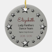 Dance Cheer Brunette Maroon en Grey Keramisch Ornament (Achterkant)