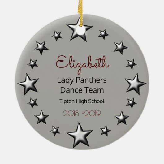 Dance Cheer Brunette Maroon en Grey Keramisch Ornament (Achterkant)
