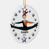 Dance Cheer Brunette Oranje, Paars en zwart Keramisch Ornament (Rechts)