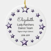 Dance Cheer Brunette Oranje, Paars en zwart Keramisch Ornament (Achterkant)