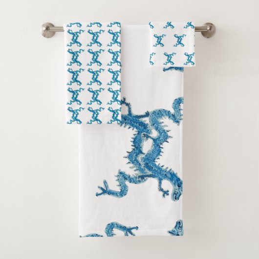 Dance Chinese Blue Dragon CC Bath Towel Set Bad Handdoek (Insitu)