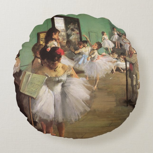 Dance Class by Degas,  Impressionisme Ballet Rond Kussen (Voorkant)