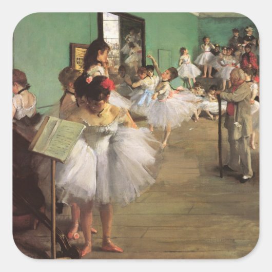 Dance Class by Degas,  Impressionisme Ballet Vierkante Sticker (Voorkant)